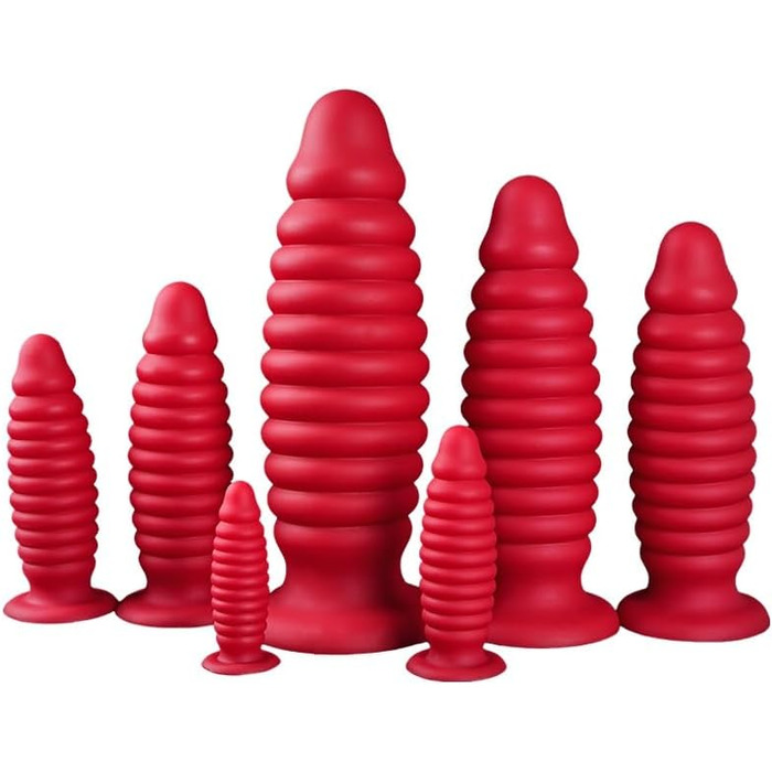 Анальний плагін Hrekssi з спіраллю, 7 розмірів, з силікону, для чоловіків та жінок, червоний