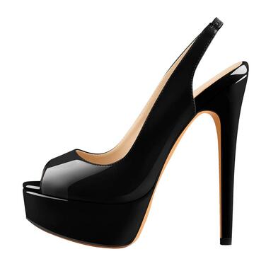 Жіночі босоніжки на платформі Only Maker з відкритим носком та ремінцем Slingback, високі підбори, 43 EU, чорний лак
