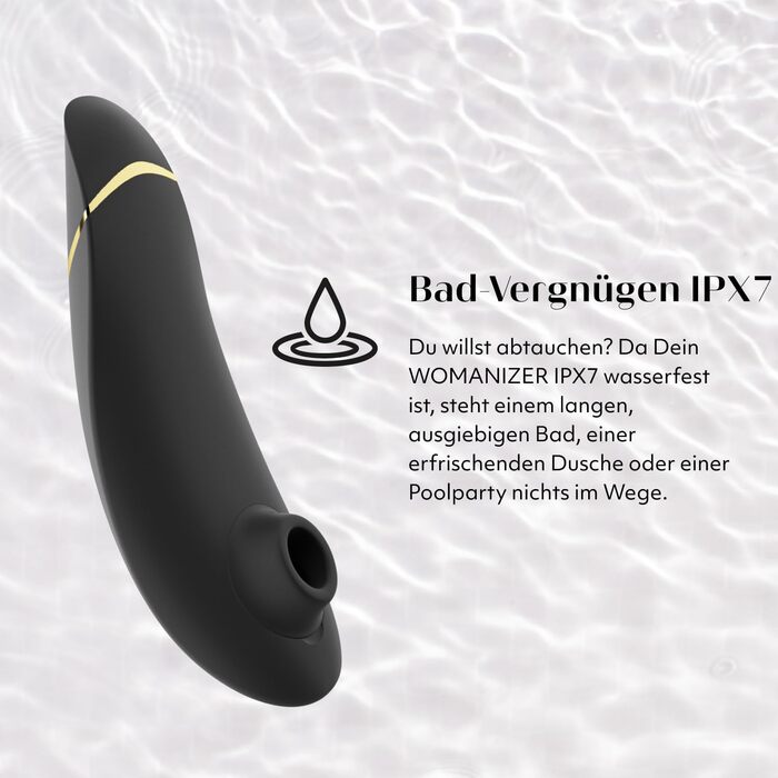 Womanizer Premium - вібратор для клітора з ефектом пульсації | Інтимна іграшка для жінок | Чорний, золотий