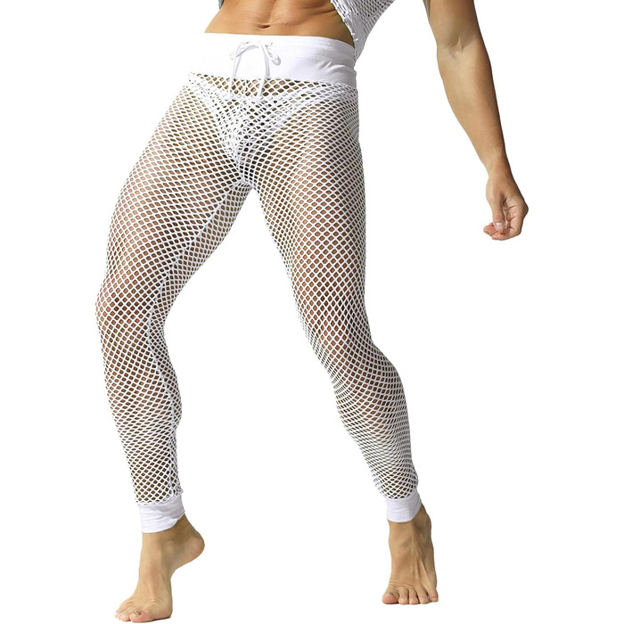 Чоловічі шорти YUFEIDA з сітчастого матеріалу, дихаючі, регульовані, спортивні лосини для чоловіків (Білий, M)