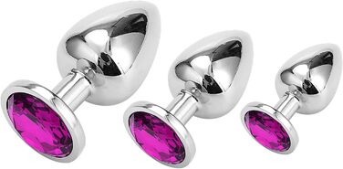 Набір анальних пробок Klein Medium Groß з металу: Butt Plug з кристалами та діамантами, темно-фіолетовий