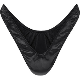 Танга-шорти LittleForBig з прихованим гафелем, гладкі шовкові, чорні - для кросдресерів та трансгендерних осіб