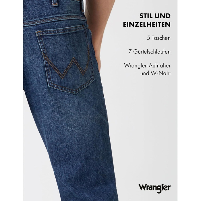 Чоловічі джинси Wrangler Straight Regular Fit середньої посадки, темно-сині (Blau Schwarz), розмір 34W/32L