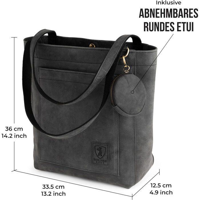 Жіноча шкіряна сумка-шопер Berliner Bags Vintage Seville, класична сумка з ручками (Темно-сіра)