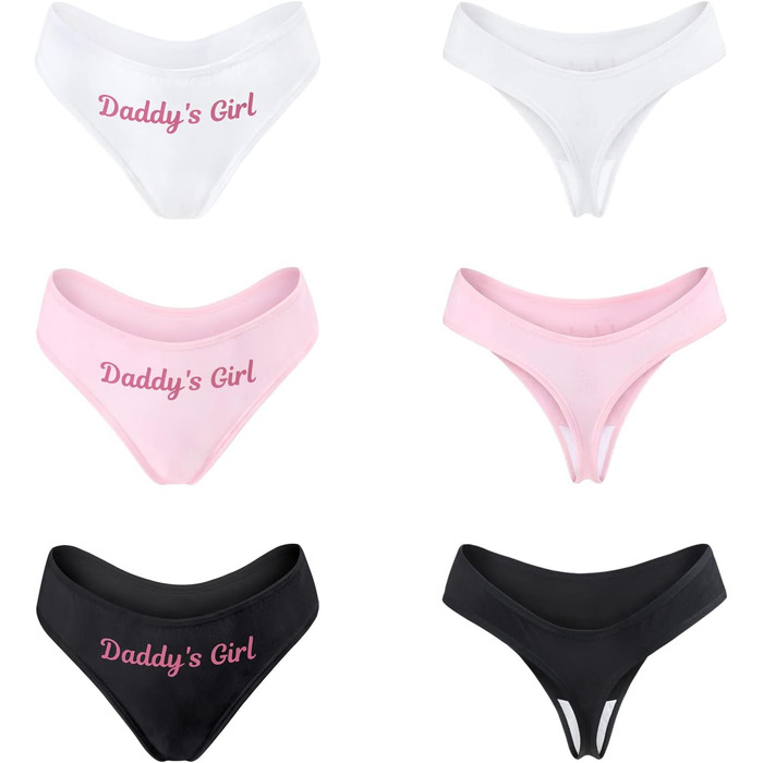Труси жіночі бавовняні LittleForBig, комплект 3 шт. - Tanga, розмір XL, "Daddy's Girl"