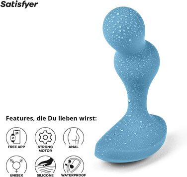 Анальні вібратори Satisfyer Deep Diver Connect App Bluetooth | З керуванням через додаток | Силікон | Водонепроникний IPX7 | Масаж простати для чоловіків та жінок | Компактний та дискретний | З вібрацією | Колір: Синій, Одиничний розмір