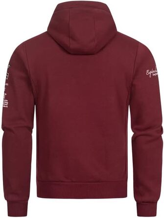 Чоловіча толстовка на блискавці з капюшоном Geographical Norway Gymclass, теплий світшот з кишенею-кенгуру, бордовий (M)