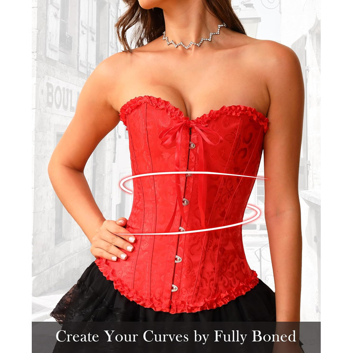 Корсет Vrapo для жінок - бюст-корсет, шнурівка, талія, спідня білизна, червоний, XS