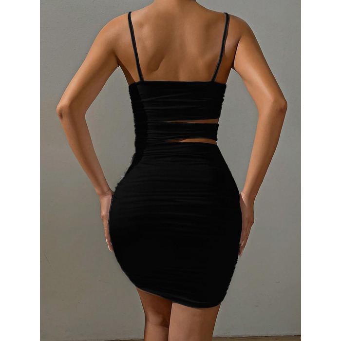 Сукня міні Daen Sexy Cut Out на бретельках, чорна. Коротке облягаюче плаття для вечірок та клубів, розміри XS-L
