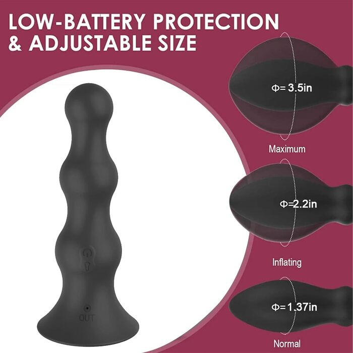 Анальний вібратор PQKuss 2-в-1 з надувним вагінальним розширювачем, силікон, 10 режимів