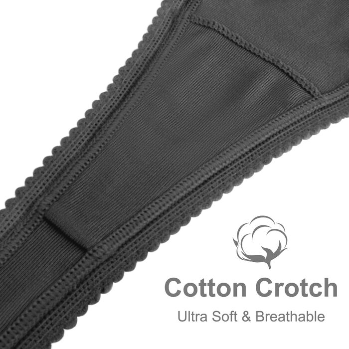 Танга жіночі бавовняні безшовні, мереживні, 5 шт. в наборі, колір кава