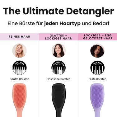 Щітка для волосся Tangle Teezer Ultimate Detangler для вологого та сухого волосся, розплутувальна щітка для всіх типів волосся, чорна