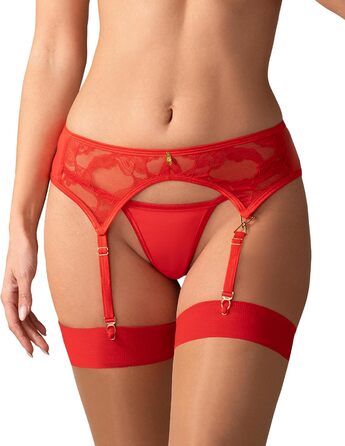 Сексуальний жіночий комплект нижньої білизни Selente Love & Fun з корсетним поясом, танга/шкарпеток (XXL-3XL, червона сітка)
