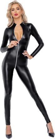 Чорний латексний боді з блискавкою спереду для жінок Noir Handmade, XL