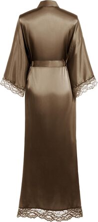 Халат жіночий BABEYOND довгий/короткий, однотонний, мереживний, атласний, шовковий, кімоно, літній, кава