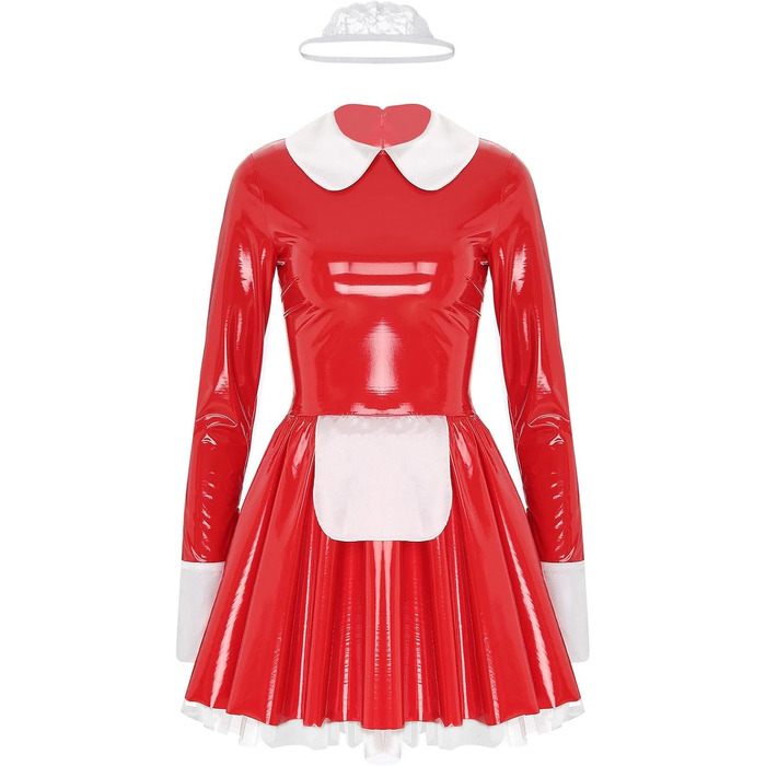 Жіноча спідня білизна Erotiek: Французьке плаття горничної, косплей, червоний колір, розмір 3XL