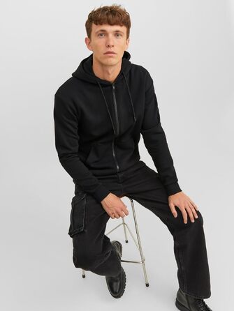 Чоловіча толстовка з капюшоном та блискавкою Jack & Jones Zip Hoodie, однотонна, колір Scarab, розмір XS