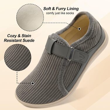 Жіночі домашні капці Scurtain Extra Wide з липучкою, протиковзкі, сірі (розмір 43 EU, широка колодка)