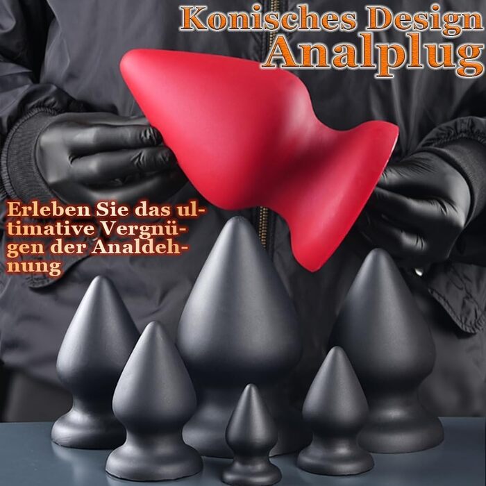 Силіконовий анальний плаг Jomyu Weichen з присоскою для масажу G-точки та простати, анальний дилататор для жінок та чоловіків, червоний, XXL