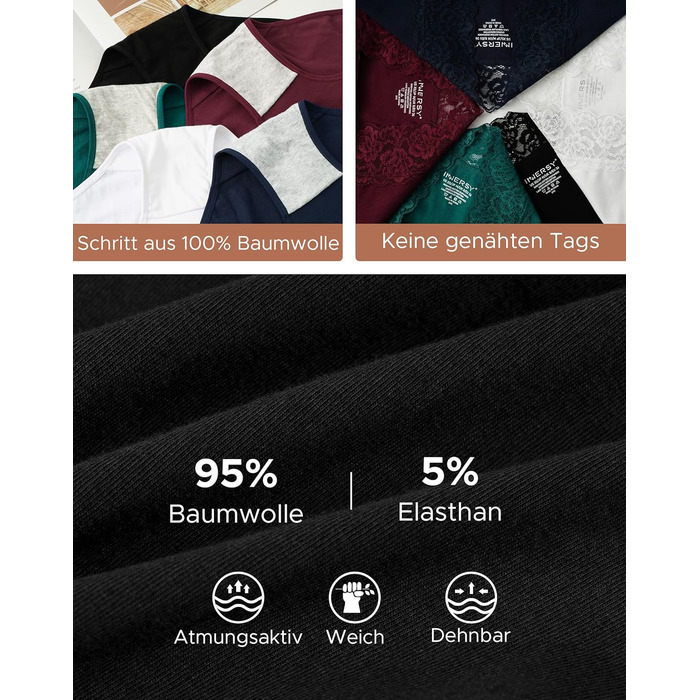 Сліпешки жіночі бавовняні з мереживом INNERSY, зручні, hipster, 6 шт., класичні кольори, розмір 38