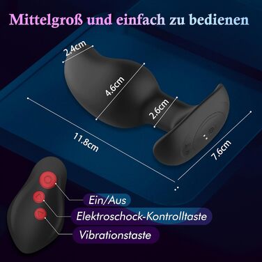 Вібратор для простати Elektroshock для чоловіків з 8 режимами вібрації та електростимуляції, силіконовий анальний плагін з пультом дистанційного керування, секс-іграшка для пар та досвідчених користувачів