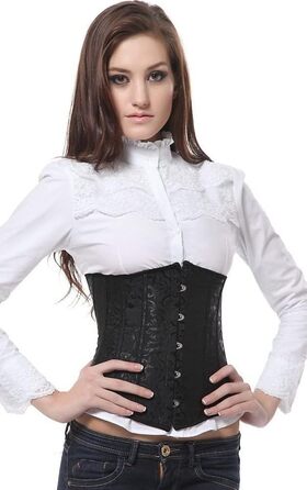 Корсет для жінок SZIVYSHI з мереживом та шнурівкою, чорний жаккард, розмір L