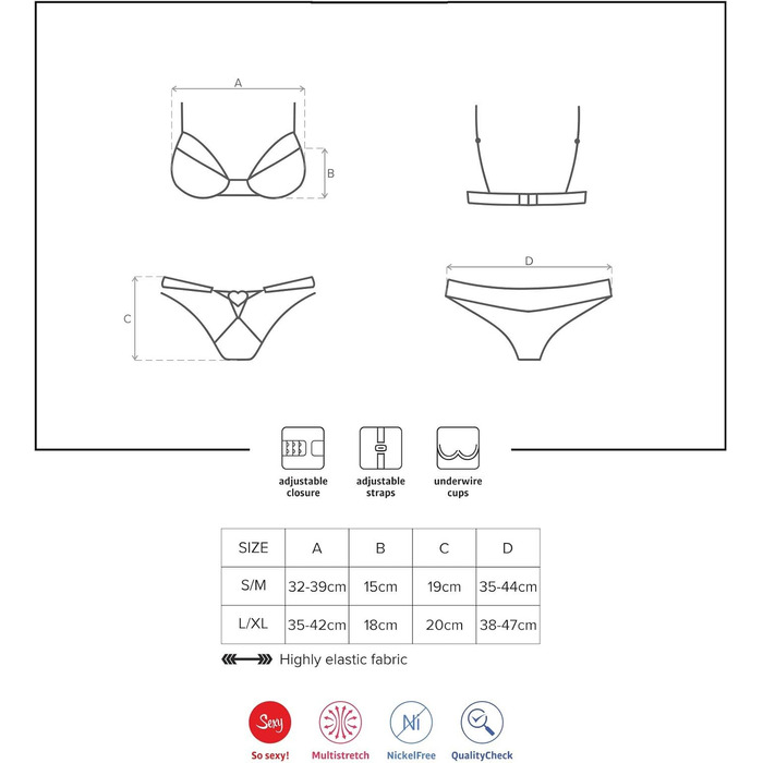 Сексуальна спідня білизна Obsessive Alabastra, S-M, червона