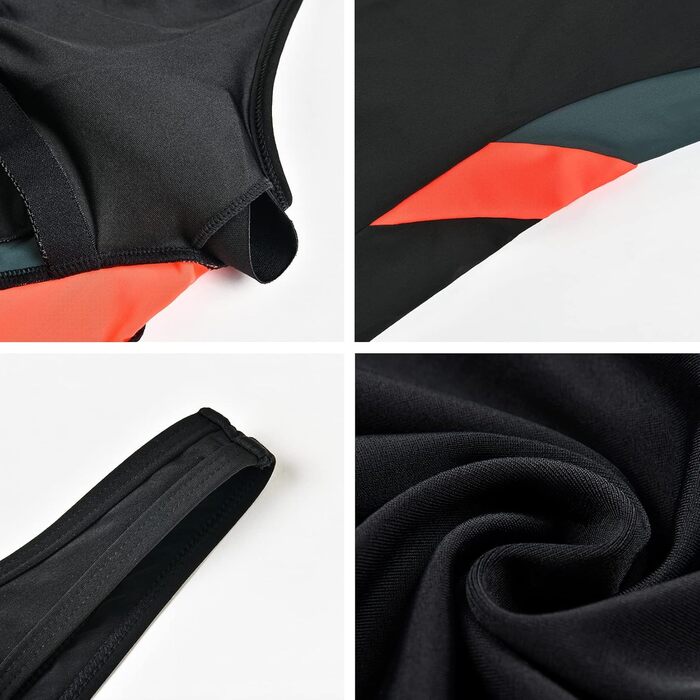 Жіночий спортивний купальник Racerback чорний, сірий та помаранчевий. Спортивна мода для басейну та пляжу