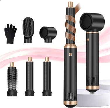Мультистайлер для волосся 5 в 1 UKLISS Airstyler Pro: фен, брашинг, гольфре, вирівнювач та сушка для волосся, 1000 Вт, Сріблястий/Золотий