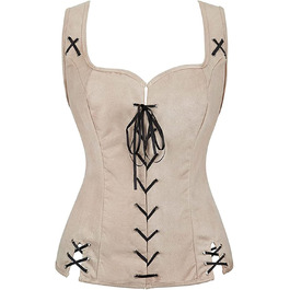 Корсет жіночий корсаж, корсаж у стилі стимпанк, вінтажний готичний корсет, бюстєри стимпанк, корсет на повну груди, шнурування, коректор постави, спідня білизна, топ-корсет, топ-корсет для жінок XL, бежевий