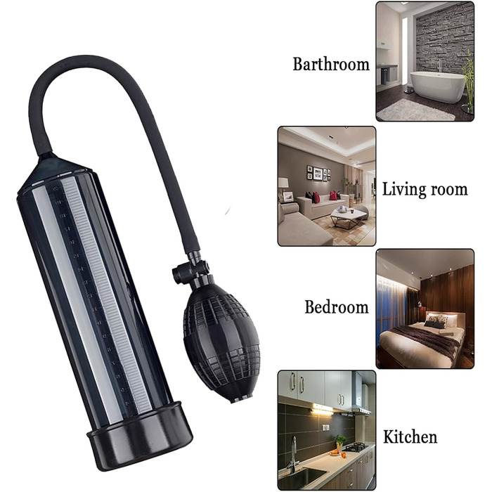 Ручний пеніс-насос TRQOYTU з мірною шкалою та помпою. Тренажер для стимуляції та збільшення пеніса. Чорний.