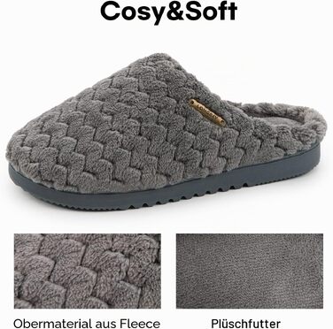 Жіночі домашні капці LongBay з ефектом пам'яті (Memory Foam) та плюшевим покриттям, протиковзаючі, сірі, розмір 38/39 EU