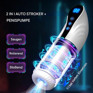 Електричний мастурбатор для чоловіків з функцією вібрації, всмоктування та обертання. Інтимна іграшка для чоловіків, вакуумна помпа, пеніспампер.