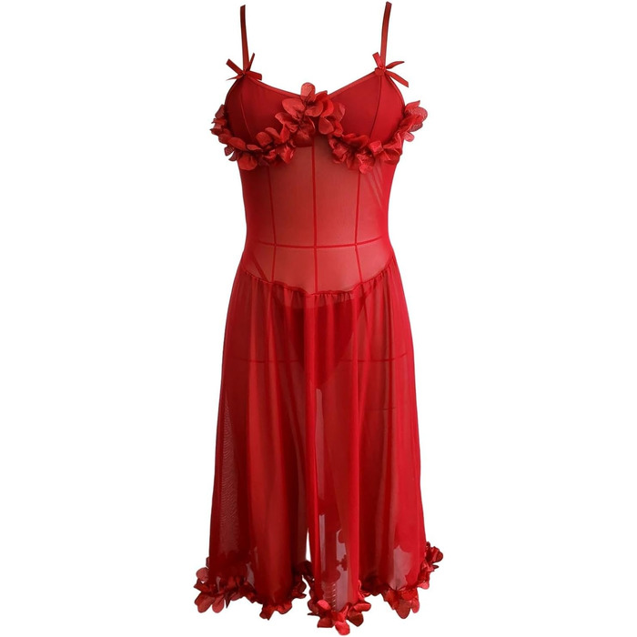 Червона еротична піжама-боді з мереживом та танго для жінок XL - комплект сексуальної спідньої білизни