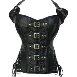 KUOSE Корсет для жінок з великою грудьми, лакована шкіра, топ-корсет, бюстгальтер, корсаж, сорочка, чорний, M