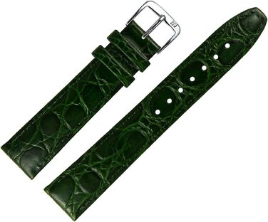 Шкіряний ремінець для годинника MARBURGER 18мм під крокодила (Caiman) з прошивкою, зелений/срібло, з набором інструментів для монтажу 52918