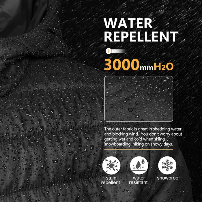 Чоловіча зимова куртка Outdoor Ventures: водонепроникна стібана пуховика, класичний чорний колір, розмір XL