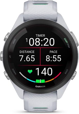 Спортивний смарт-годинник Garmin Forerunner 265S AMOLED, 42 мм, Whitestone/Neo Tropic — для бігу та тренувань