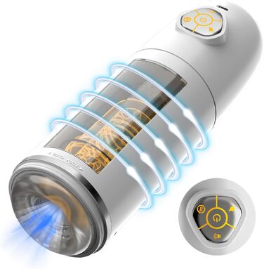 Електричний мастурбатор для чоловіків з 9 режимами та реалістичною вагіною. Іграшки для дорослих, білий/чорний колір