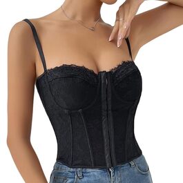 Топ-бралетта Haibang з мереживом, чорний: сексуальний корсет, топ з тонких бретелек, форма одягу для вечірок та клубів