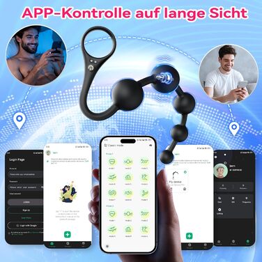 Анальні кульки для пар, анальний плагін, вібратор для ануса, стимуляція простати, кільце для пеніса, іграшки для геїв, керування через додаток