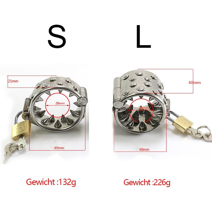 Сталевий кільцеподібний пристрій для чоловіків з шипами, для розтягування яєчок, кільце для яєчок, бондേജ്, замок для яєчок, сталевий еротичний аксесуар для чоловіків (L)