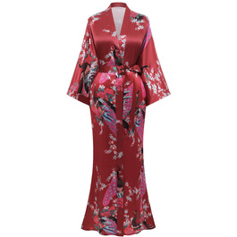 Жіночий халат-кімоно BABEYOND з квітковим принтом, великі розміри, бордовий