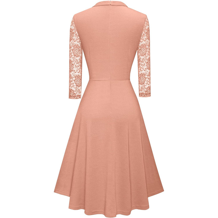 HOEYEE Елегантне сукня-максі з мереживом та вирізами, ретро-стиль, для вечірок та коктейльних подій (XL, Blush)