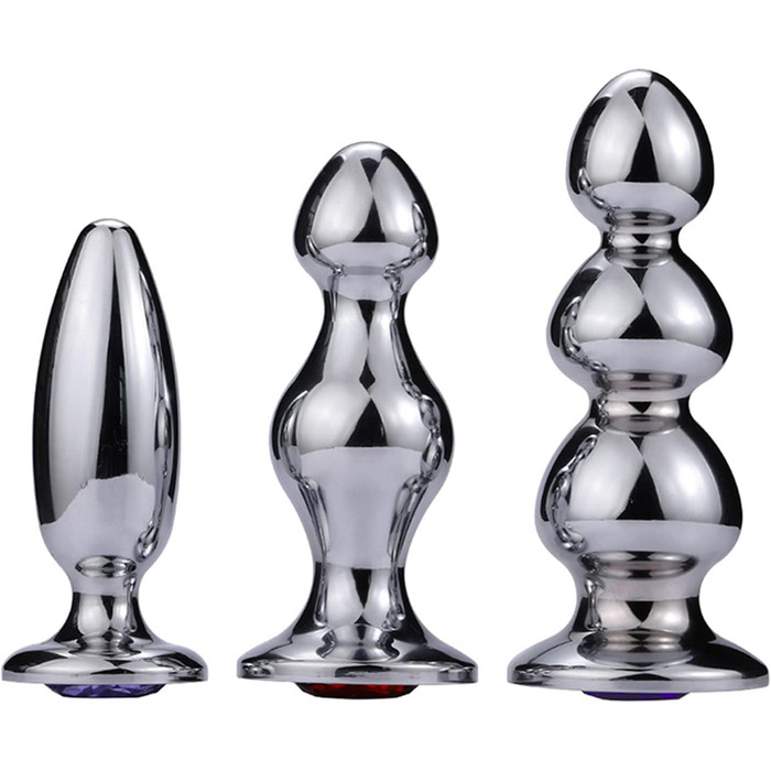 Анальний плаг з нержавіючої сталі з кристалом для стимуляції простати - для жінок, чоловіків, пар