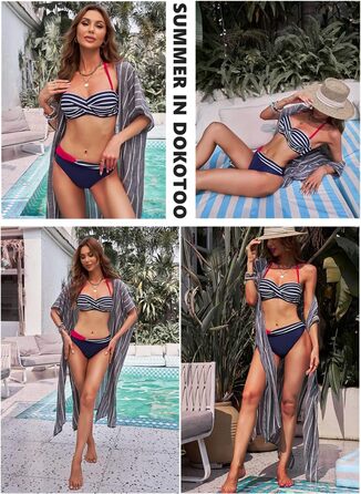 Бразильський бікіні Dokotoo Push-Up S-2XL блакитний: роздільний купальник для жінок