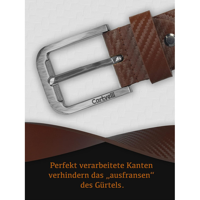 Шкіряний ремінь чоловічий Premium Carbon Cognac Brown (коньячний коричневий), натуральна шкіра, ширина 40мм, Made in Germany, у подарунковій коробці