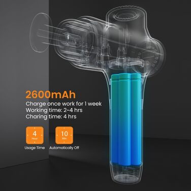 Перкусійний масажер Mebak 3 Massage Gun: електричний ручний масажер для м'язів та фасцій, 3200 об/хв, амплітуда 12 мм, 7 насадок, 5 рівнів інтенсивності, акумулятор 2600 мАг, чорний