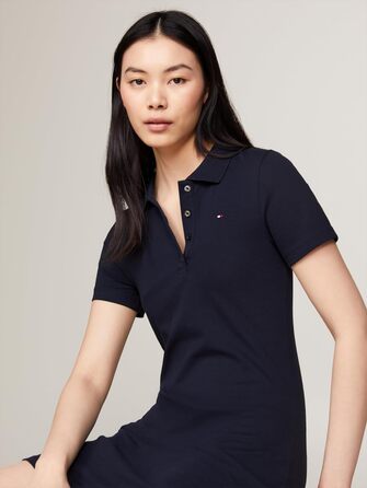 Сукня-поло Tommy Hilfiger 1985 Slim Pique, блакитна, приталений крій