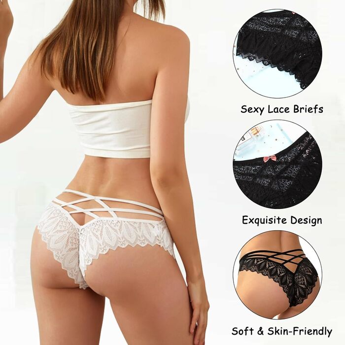 Сет трусиків Shaine 5шт. Танга з мережива для жінок. Зручні, дихаючі, сексуальні трусики-сліпи. Розміри S-XL